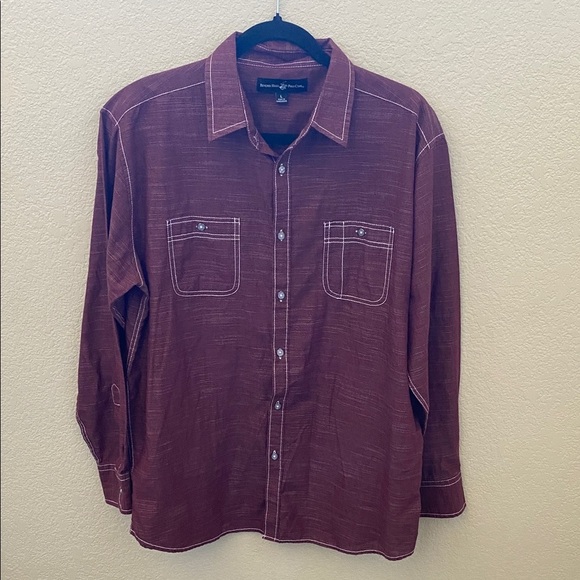 Beverly Hills Polo Club Maroon Casual Button-Down Shirt. Size L. - Picture 3 of 12